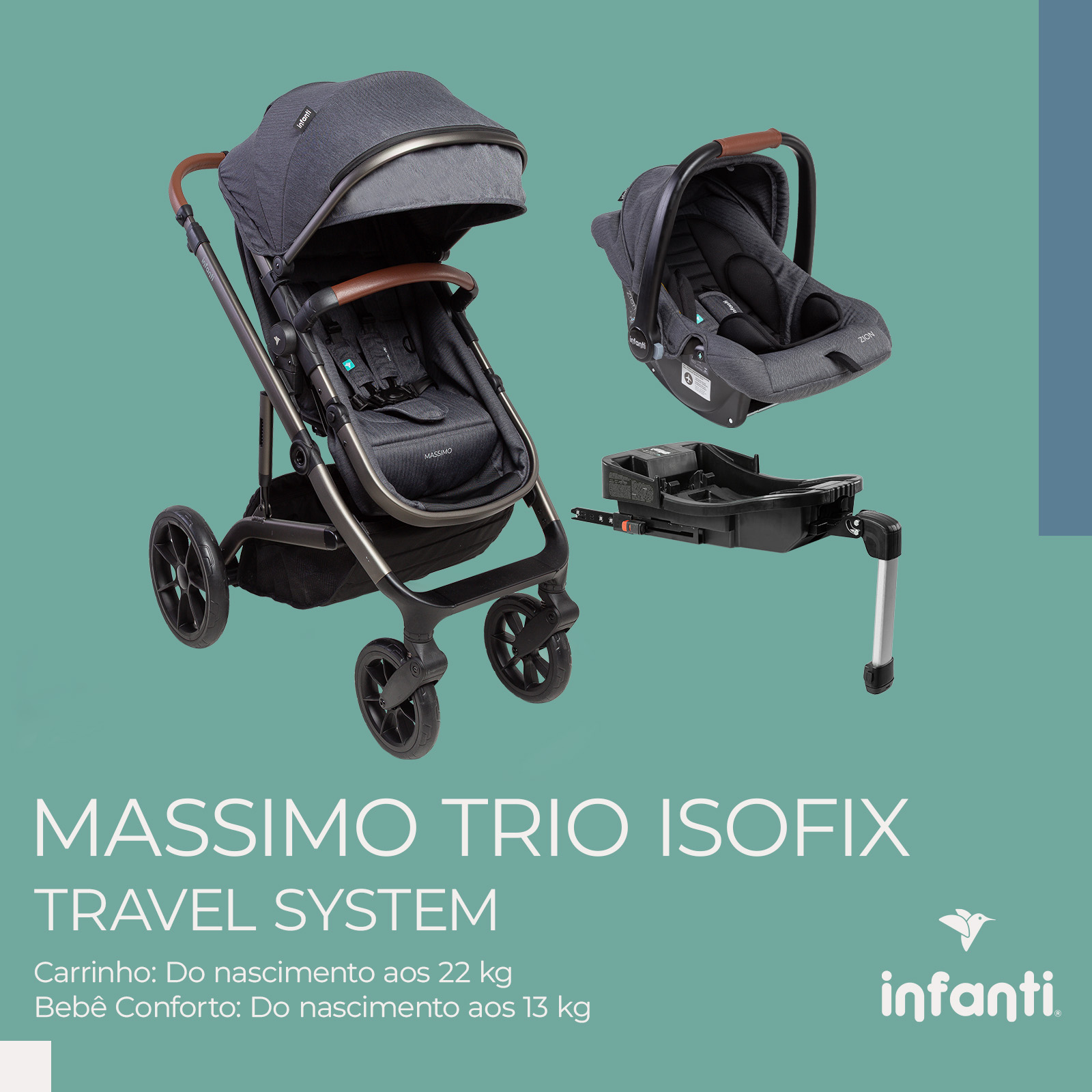 Infanti Brasil | Travel System Massimo Trio Isofix | Completo