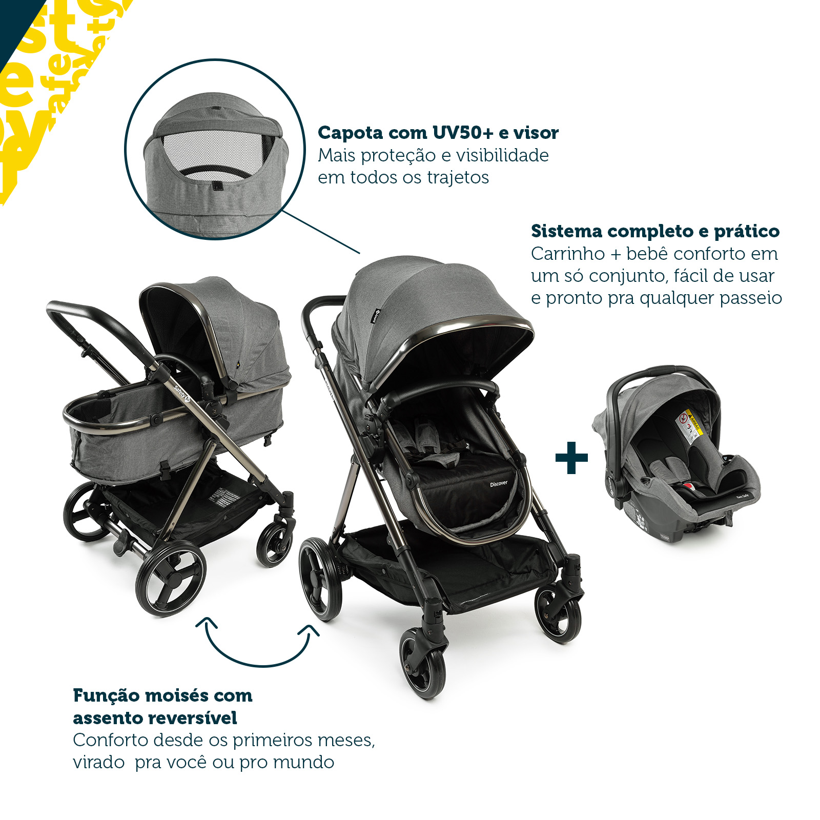 Travel System Discover Duo Safety 1st - Carrinho e Bebê Conforto